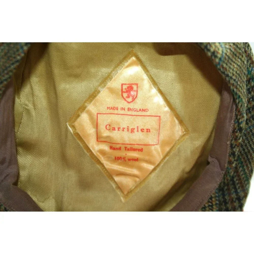 VTG Carriglen Wool Tweed Plaid Flat Cap Mens Driving Hat Heritage Menswear - Picture 3 of 3